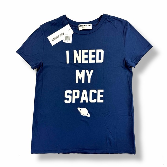Dream Scene Tops - DREAM SCENE 'I Need My Space' 🪐 Graphic Tee in Navy Blue, Juniors Size M (NWT)